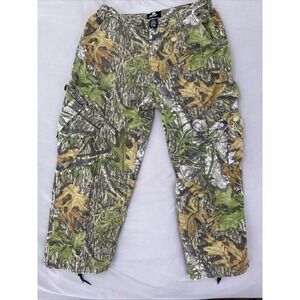 Mossy Oak Cargo Pants Hunting Camo Size XL Baggy Button Adjustable Wide Leg